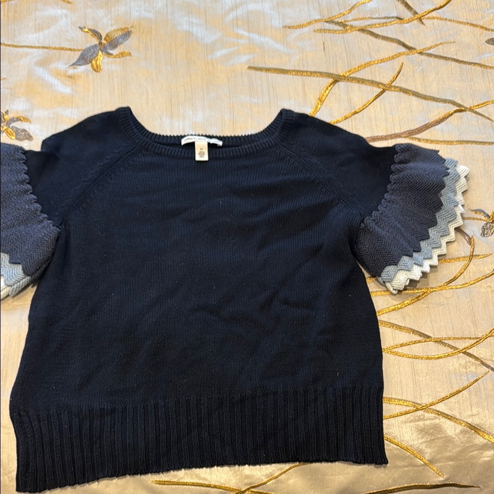 Black Sweater with Ruffled Sleeves